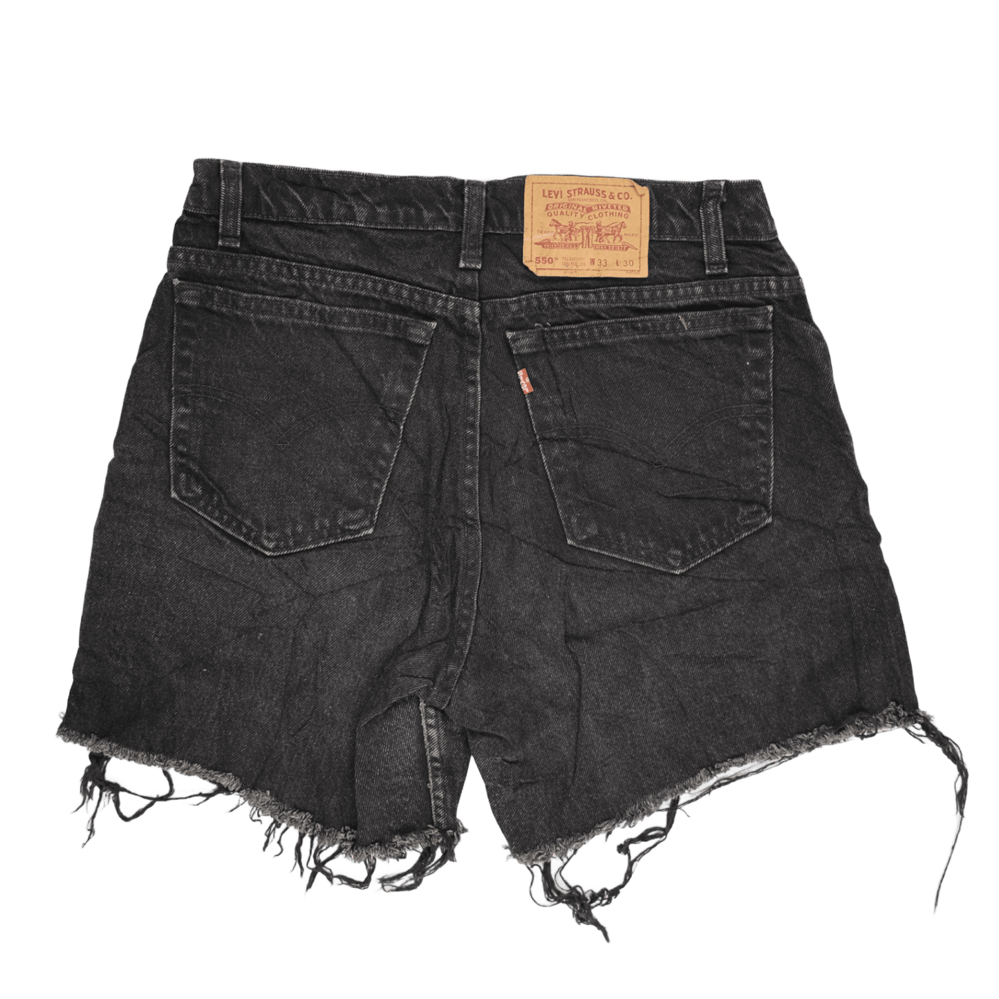 Levi's 550 Black Denim Cut-Off Vintage Shorts W33 L30 100% Cotton