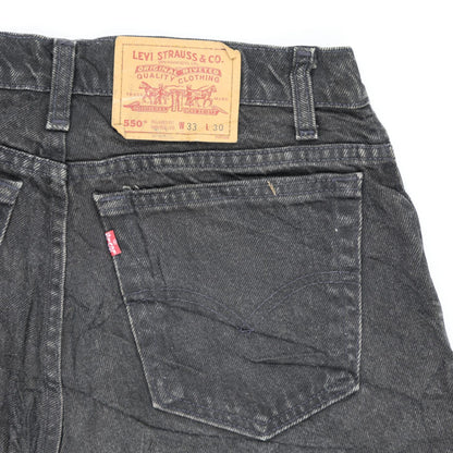 Levi's 550 Black Denim Cut-Off Vintage Shorts W33 L30 100% Cotton