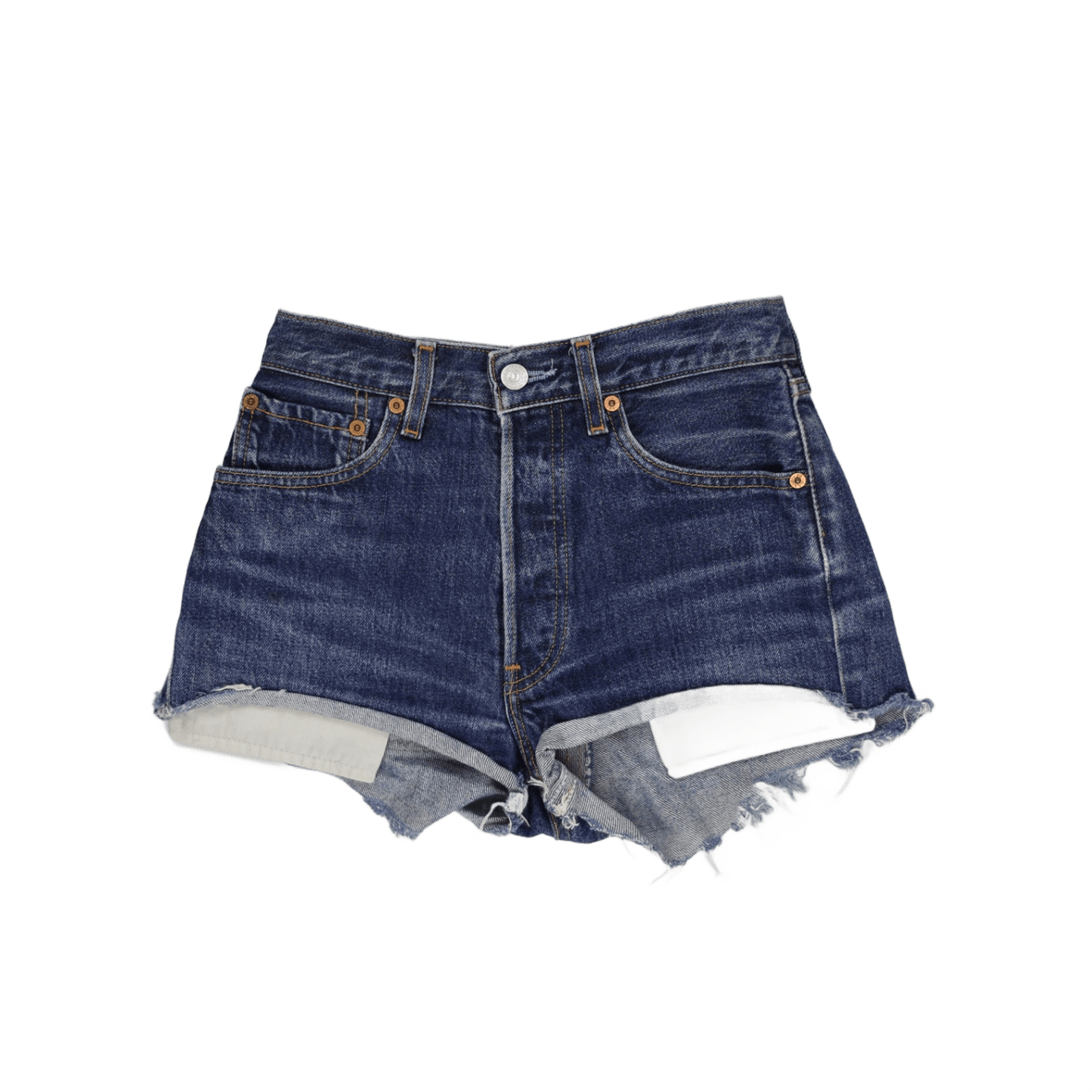 Levi's 501 Vintage High Waisted Denim Shorts Blue W28 L34 Cotton Denim