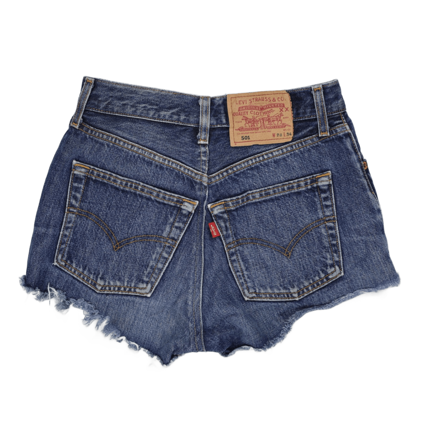 Levi's 501 Vintage High Waisted Denim Shorts Blue W28 L34 Cotton Denim