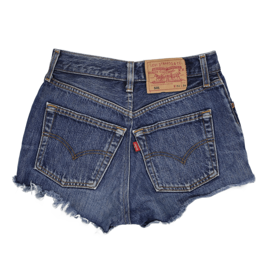 Levi's 501 Vintage High Waisted Denim Shorts Blue W28 L34 Cotton Denim