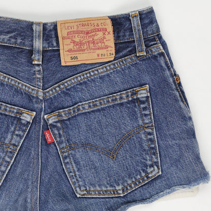 Levi's 501 Vintage High Waisted Denim Shorts Blue W28 L34 Cotton Denim