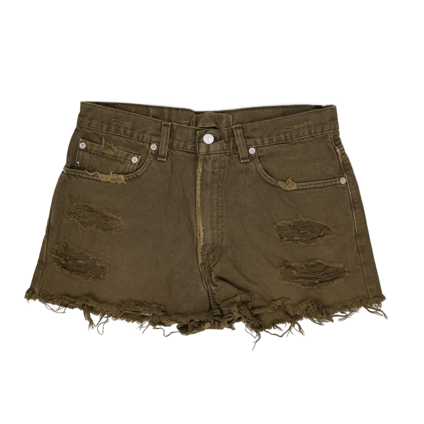 Levi's 550 Olive Cut Off Denim Shorts W33 L34 Vintage Cotton