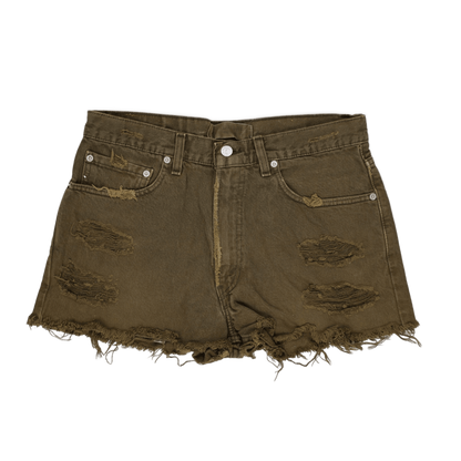 Levi's 550 Olive Cut Off Denim Shorts W33 L34 Vintage Cotton