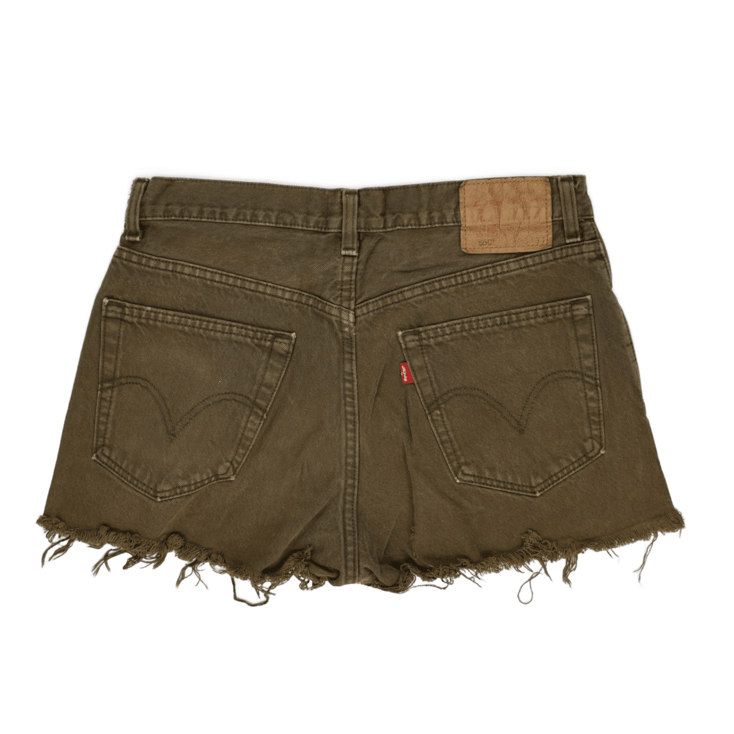 Levi's 550 Olive Cut Off Denim Shorts W33 L34 Vintage Cotton