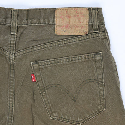 Levi's 550 Olive Cut Off Denim Shorts W33 L34 Vintage Cotton