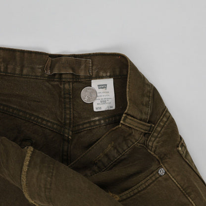 Levi's 550 Olive Cut Off Denim Shorts W33 L34 Vintage Cotton