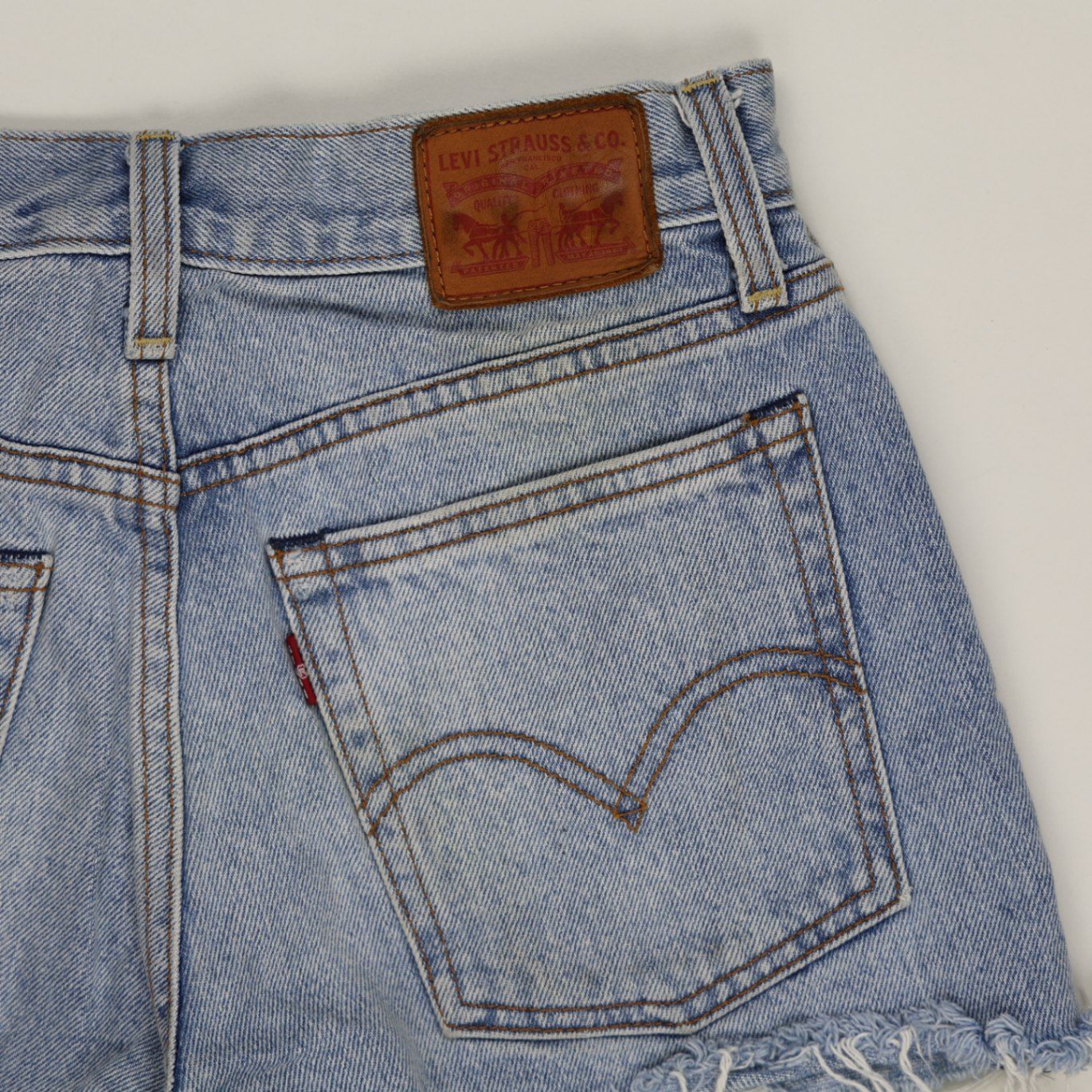 Levi's Vintage 501 Distressed High Waisted Denim Shorts Light Blue 29W Cotton