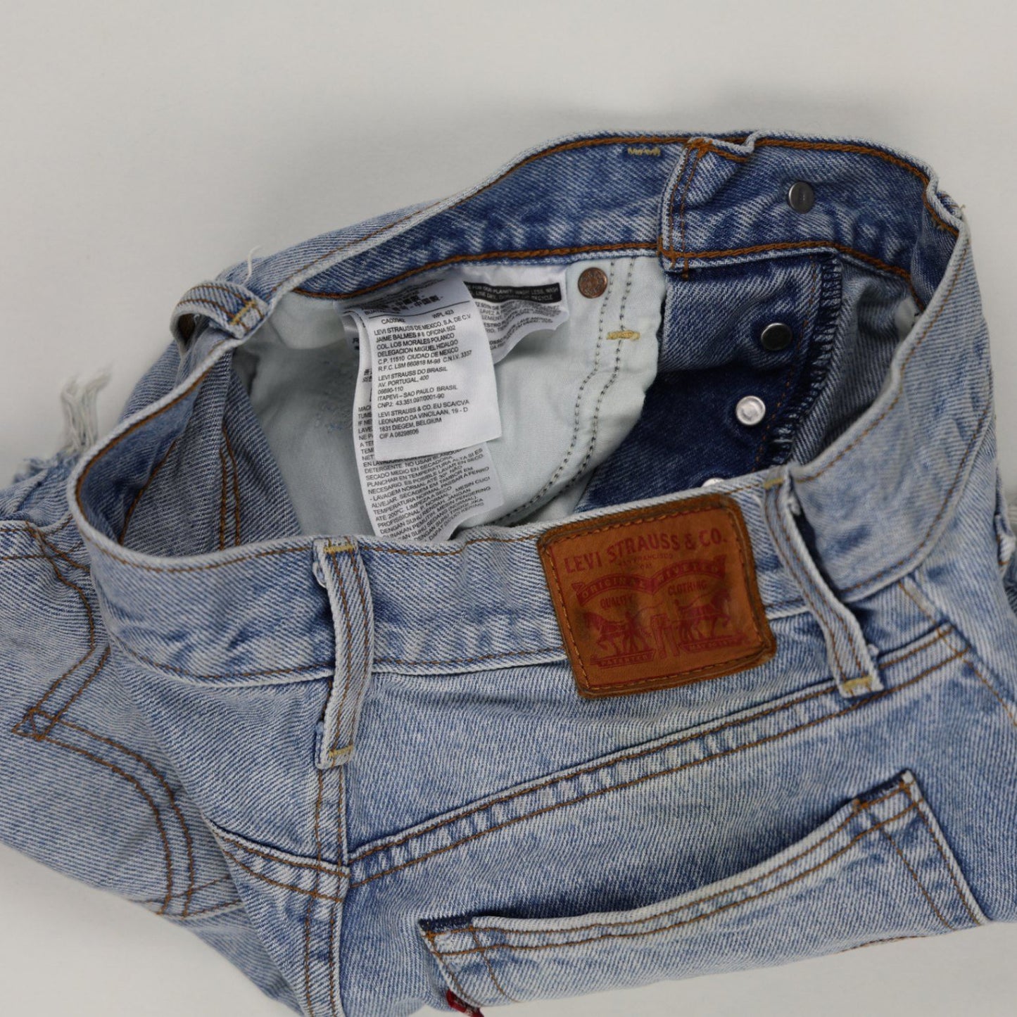 Levi's Vintage 501 Distressed High Waisted Denim Shorts Light Blue 29W Cotton