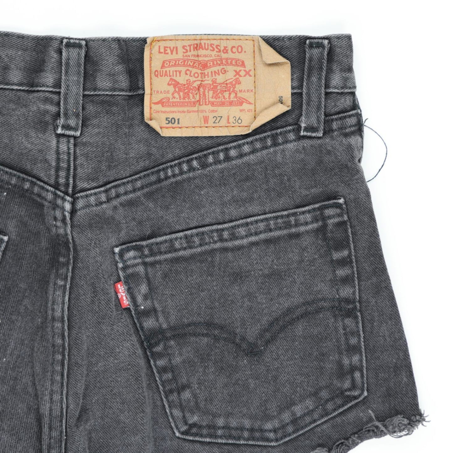 Levi's 501 Vintage Black Denim Cut Off Shorts W27 Cotton Women