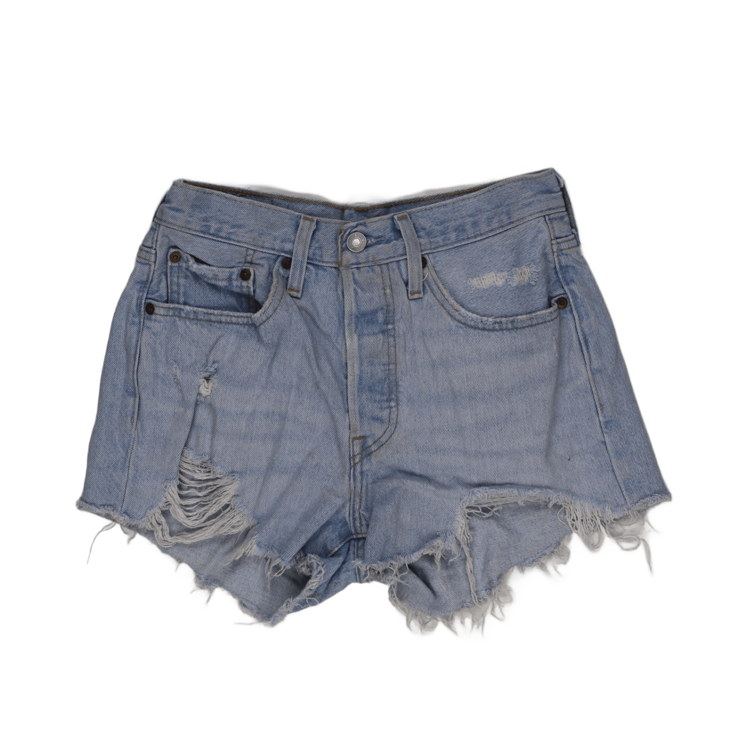Levi's 501 Women's Vintage Distressed Denim Shorts Light Blue W27 Cotton