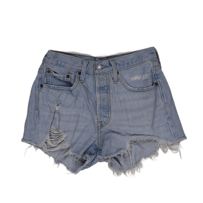 Levi's 501 Women's Vintage Distressed Denim Shorts Light Blue W27 Cotton