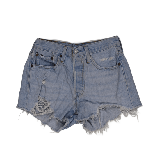 Levi's 501 Women's Vintage Distressed Denim Shorts Light Blue W27 Cotton