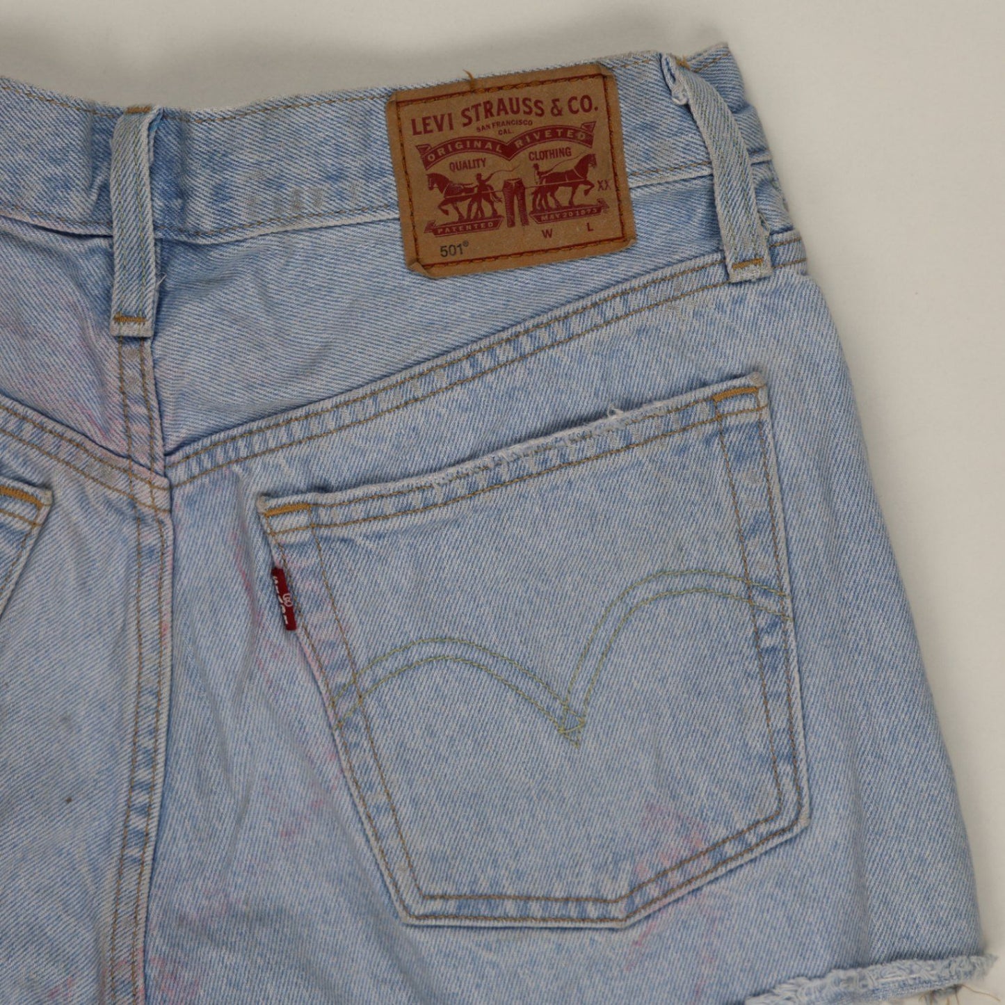 Levi's 501 Women's Vintage Distressed Denim Shorts Light Blue W27 Cotton