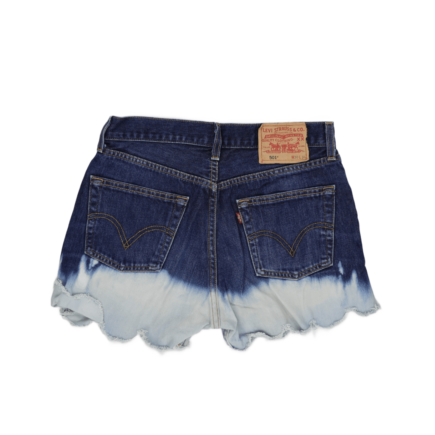 Levi's 501 Dip Dye High Waist Denim Shorts Blue W30 Cotton Vintage