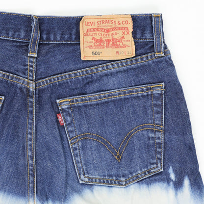 Levi's 501 Dip Dye High Waist Denim Shorts Blue W30 Cotton Vintage