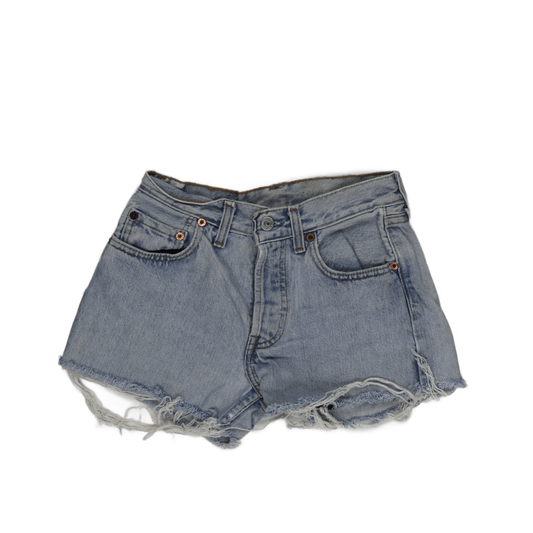 Levi's Vintage High Waisted Distressed Denim Shorts Light Blue Size 28W Cotton Denim