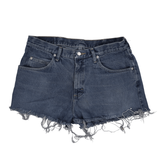 Wrangler Women's Vintage Blue Distressed Denim Shorts Size 34 Cotton