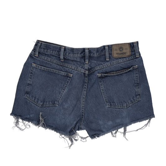 Wrangler Women's Vintage Blue Distressed Denim Shorts Size 34 Cotton
