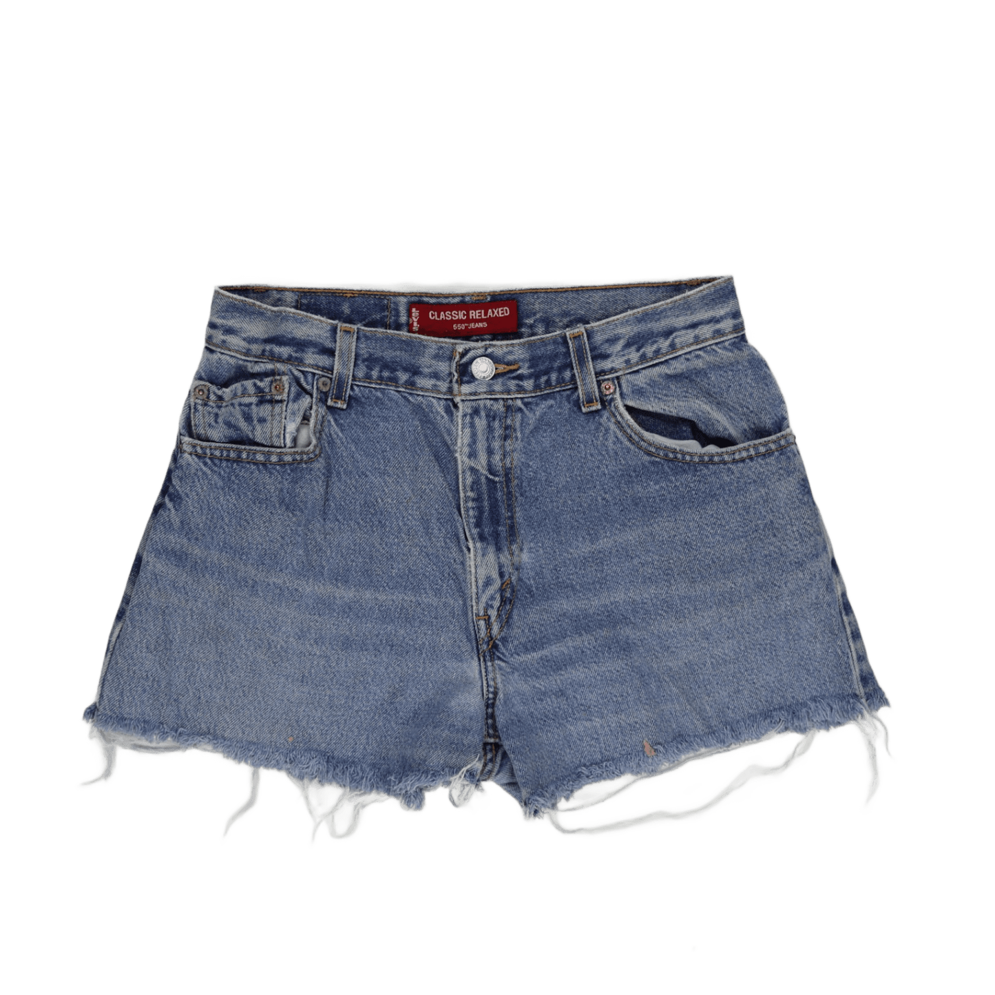 Levi's 550 Vintage Relaxed Fit Blue Denim Shorts 10 100 Cotton