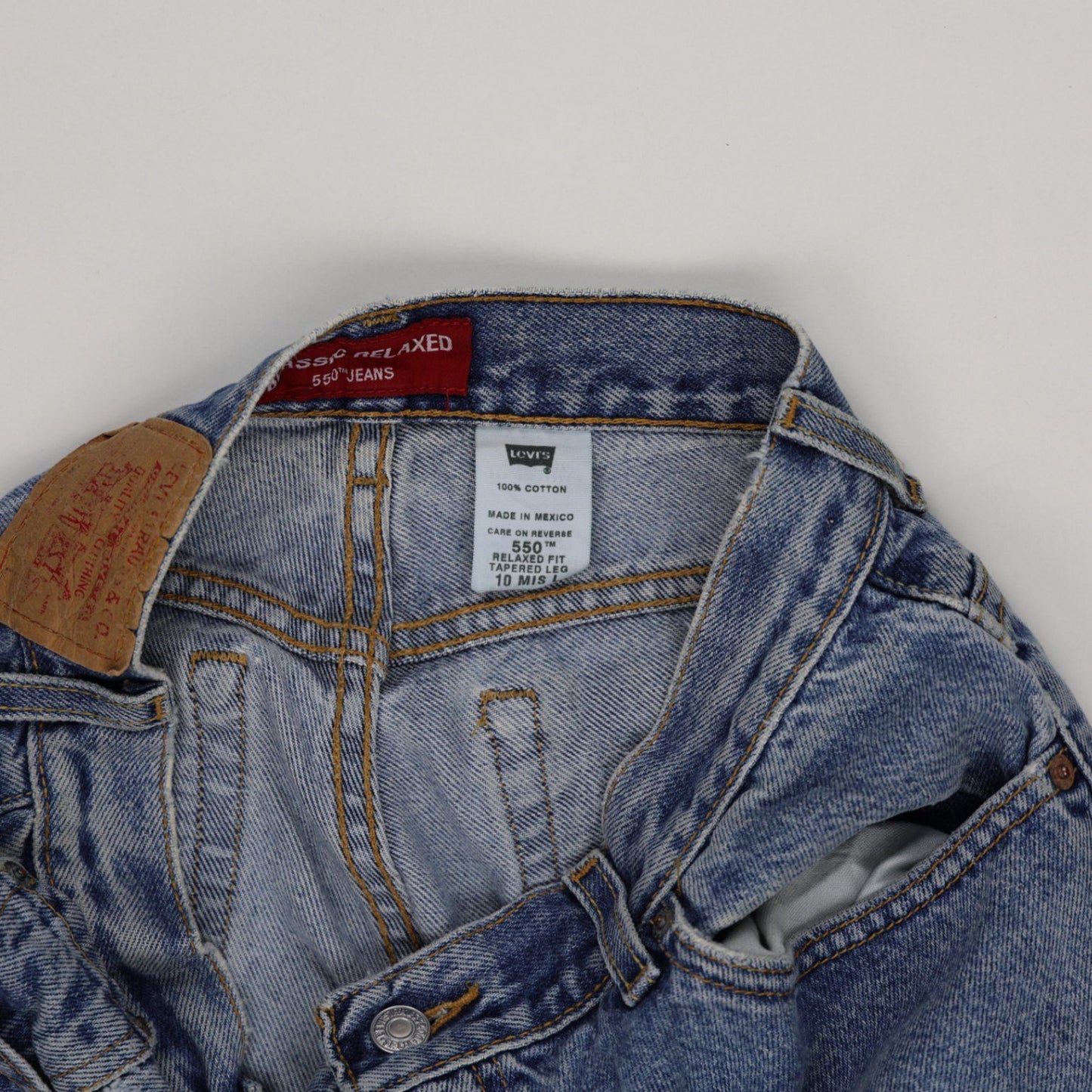 Levi's 550 Vintage Relaxed Fit Blue Denim Shorts 10 100 Cotton