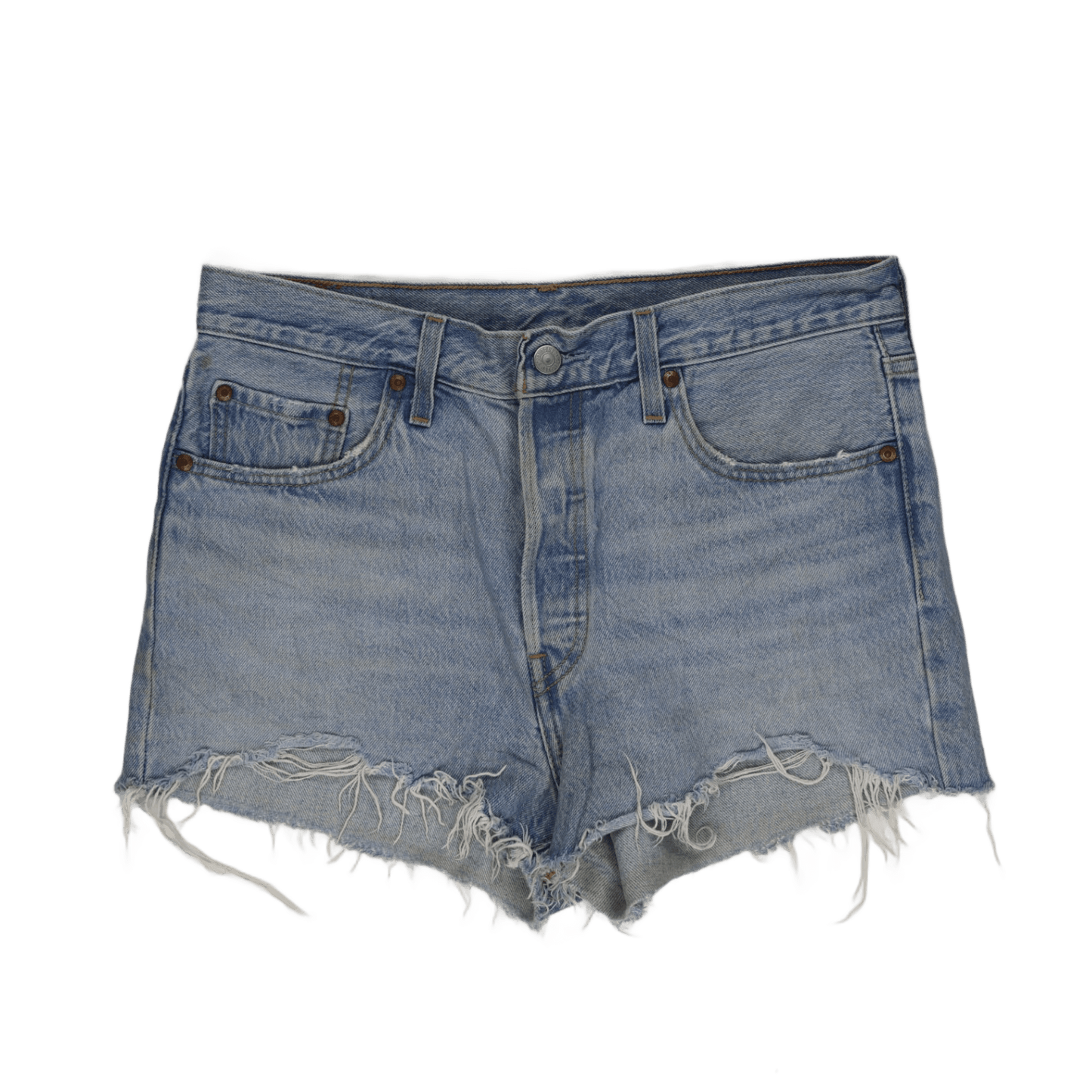 Levi's Women's Distressed Denim Shorts Light Blue W29 Vintage 100% Cotton