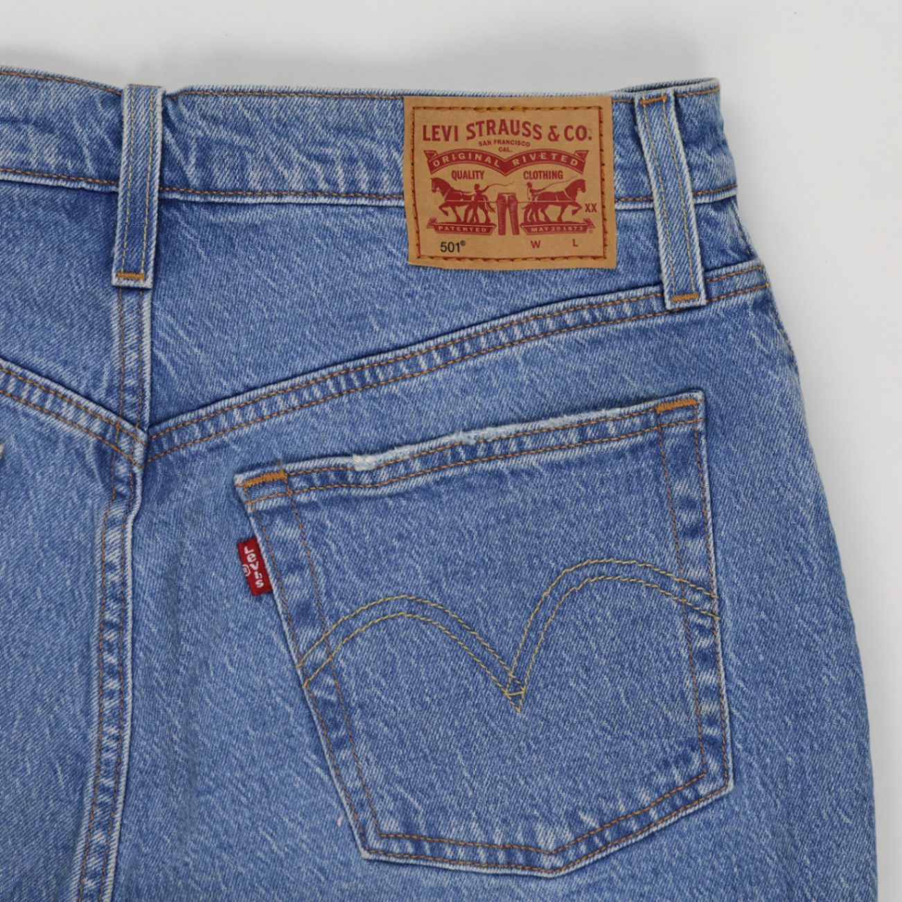 Levi's 501 High Waist Distressed Denim Shorts Blue W27 100% Cotton Vintage