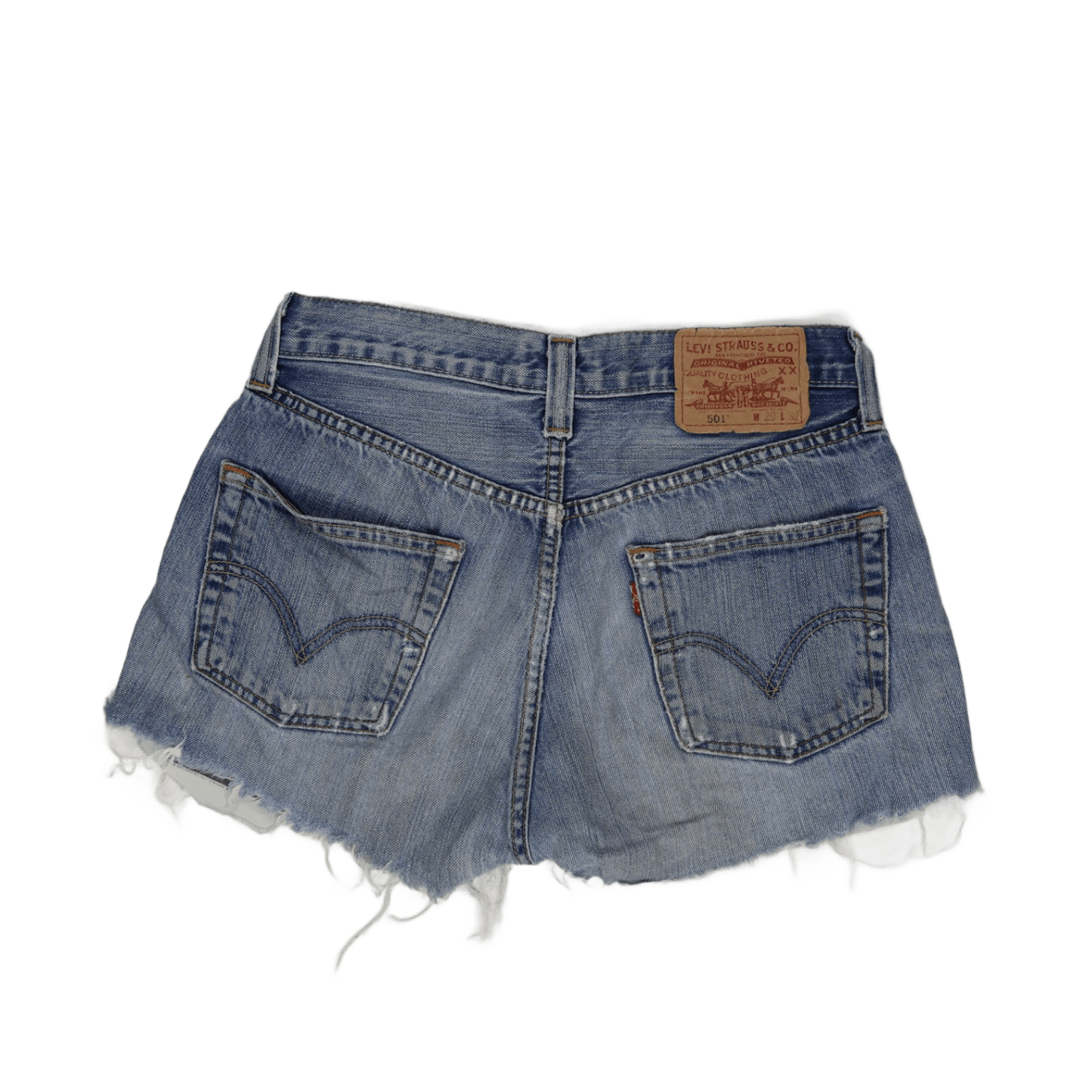 Levi's 501 Vintage High Waisted Distressed Denim Shorts Blue W29 100 Percent Cotton