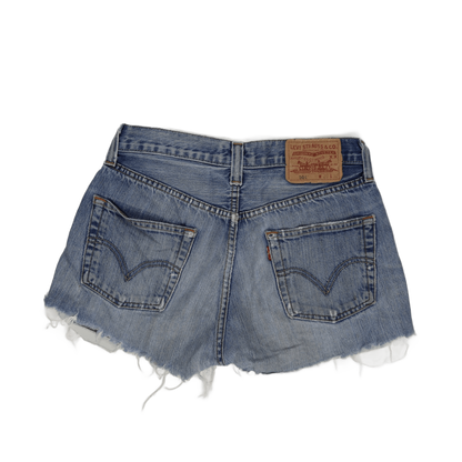 Levi's 501 Vintage High Waisted Distressed Denim Shorts Blue W29 100 Percent Cotton