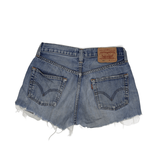 Levi's 501 Vintage High Waisted Distressed Denim Shorts Blue W29 100 Percent Cotton