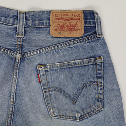 Levi's 501 Vintage High Waisted Distressed Denim Shorts Blue W29 100 Percent Cotton