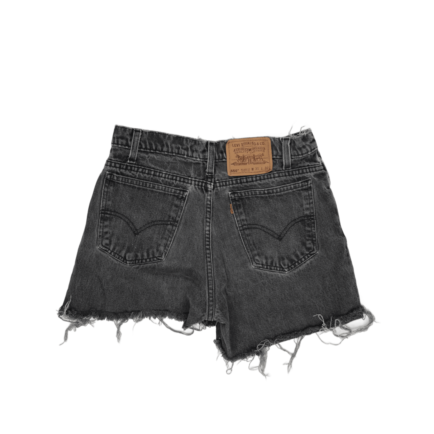 Levi's 550 Vintage Black Denim Cut Off Shorts W31 L32 Cotton