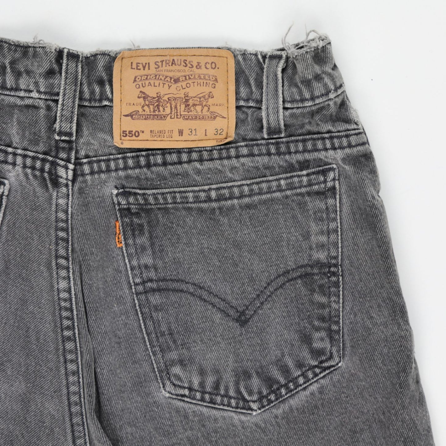 Levi's 550 Vintage Black Denim Cut Off Shorts W31 L32 Cotton