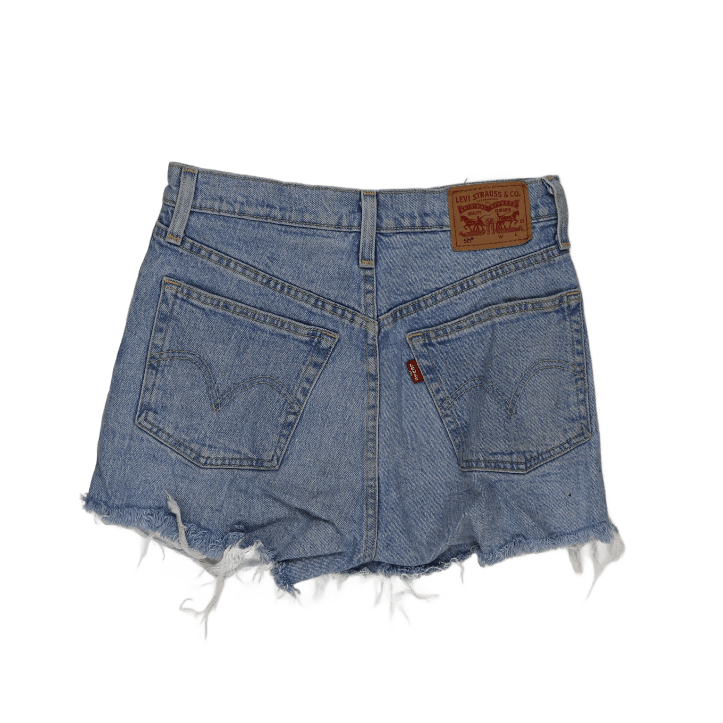 Levi's 501 Women's Vintage High Waisted Distressed Denim Shorts Light Blue W31 100% Cotton
