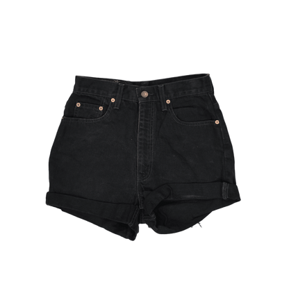 Levi's High-Waisted Turn-Up Black Denim Shorts W30 L32 Vintage Cotton
