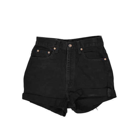 Levi's High-Waisted Turn-Up Black Denim Shorts W30 L32 Vintage Cotton