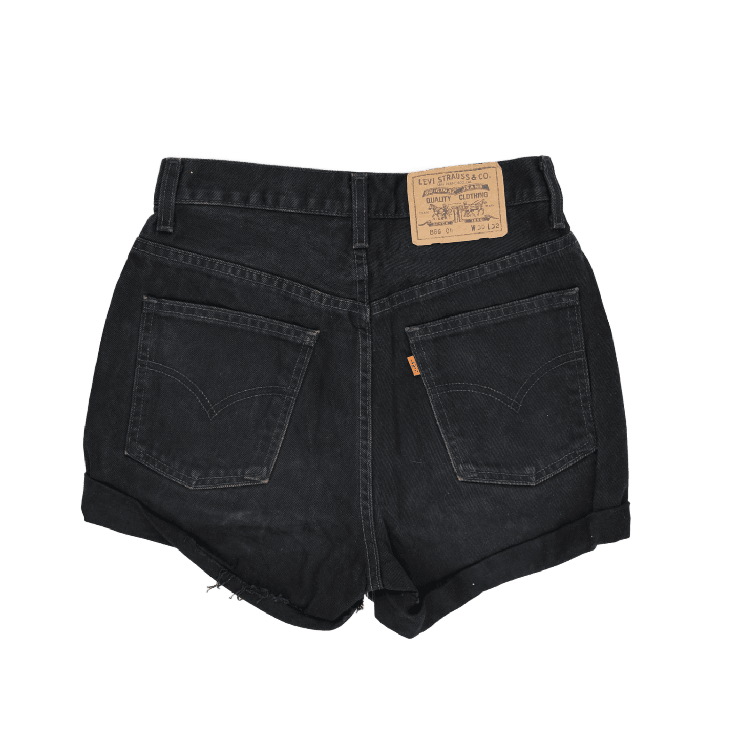 Levi's High-Waisted Turn-Up Black Denim Shorts W30 L32 Vintage Cotton