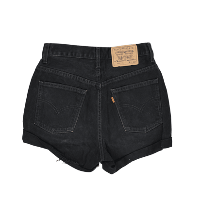 Levi's High-Waisted Turn-Up Black Denim Shorts W30 L32 Vintage Cotton