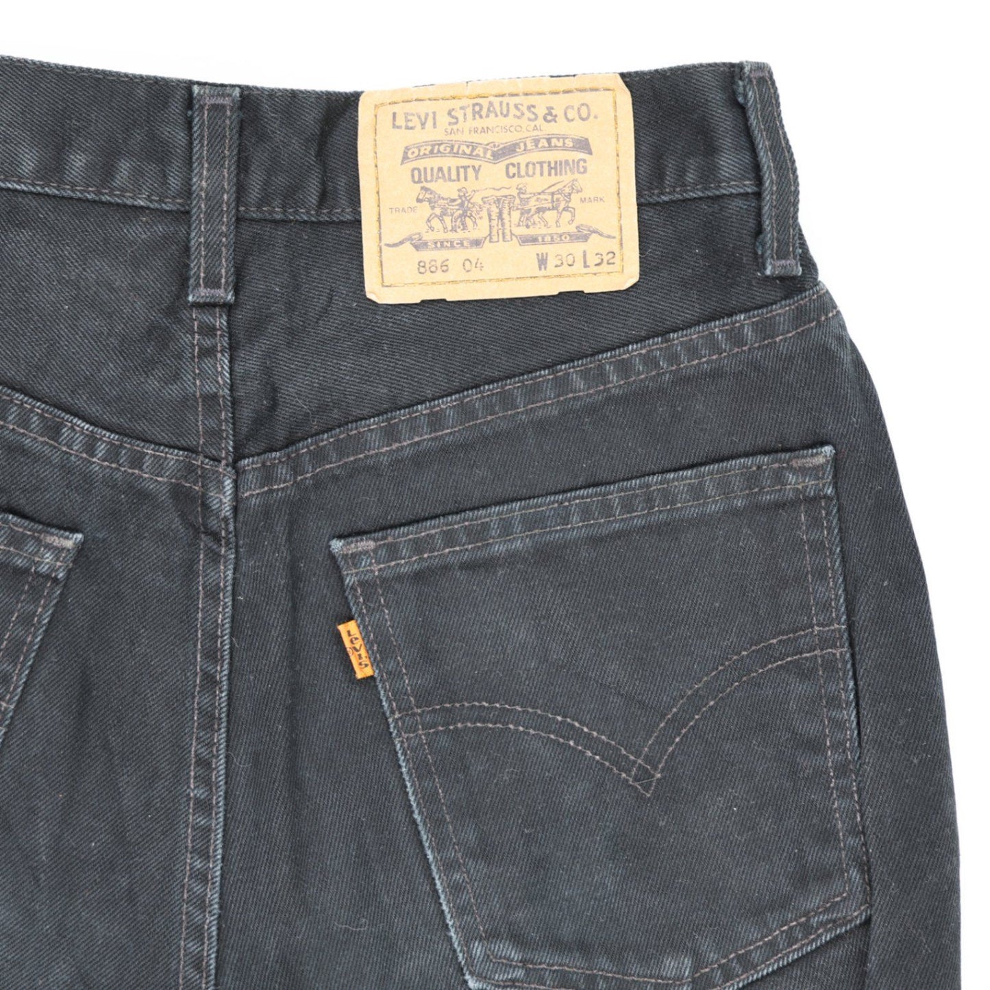 Levi's High-Waisted Turn-Up Black Denim Shorts W30 L32 Vintage Cotton