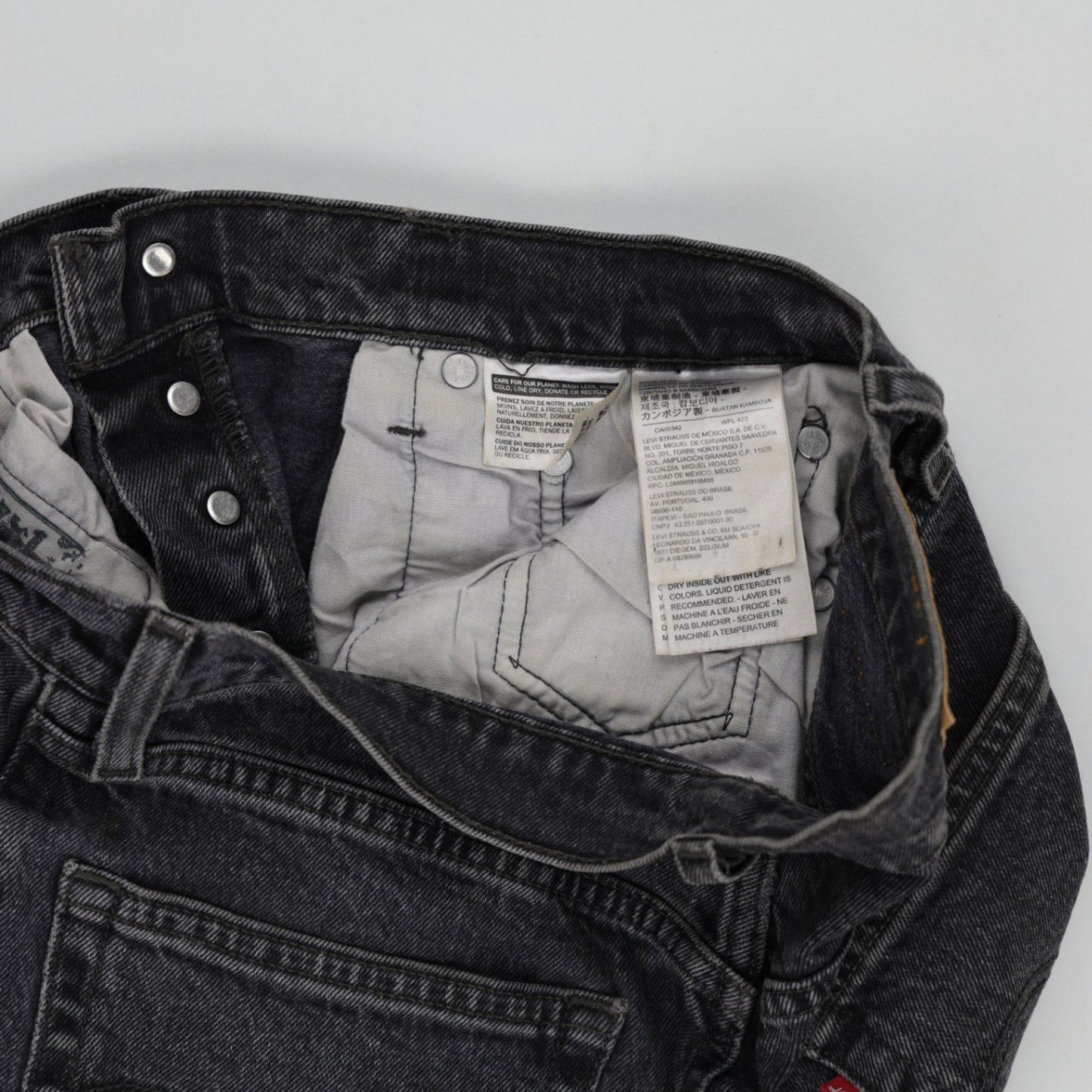 Levi's 501 Vintage Black Denim Cut Off Shorts W34 Cotton