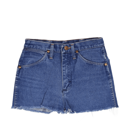 Wrangler Vintage High Waisted Blue Denim Shorts Size 10 7 In Inseam Cotton