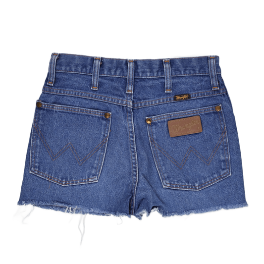 Wrangler Vintage High Waisted Blue Denim Shorts Size 10 7 In Inseam Cotton