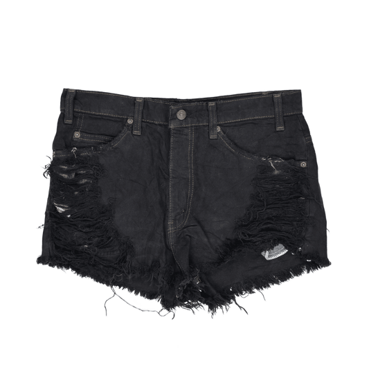 Levi's Black Distressed Cut Off Shorts Size 28 Cotton Denim Vintage