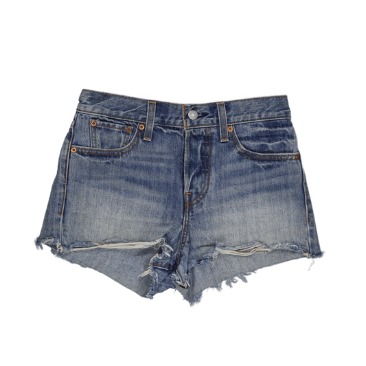 Levi's Women's Vintage Distressed Blue Denim High Waist Shorts Size 27 Cotton