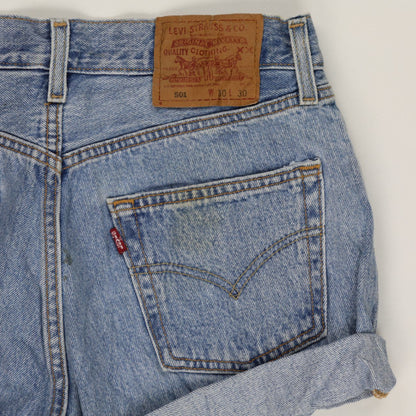 Levi's 501 Vintage High Waist Denim Shorts Light Blue W30 Cotton Denim