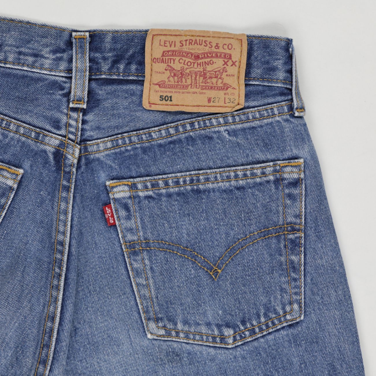 Levi's 501 Women's Vintage High Rise Denim Shorts Blue W27 L32 Cotton Denim