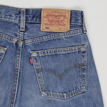 Levi's 501 Women's Vintage High Rise Denim Shorts Blue W27 L32 Cotton Denim