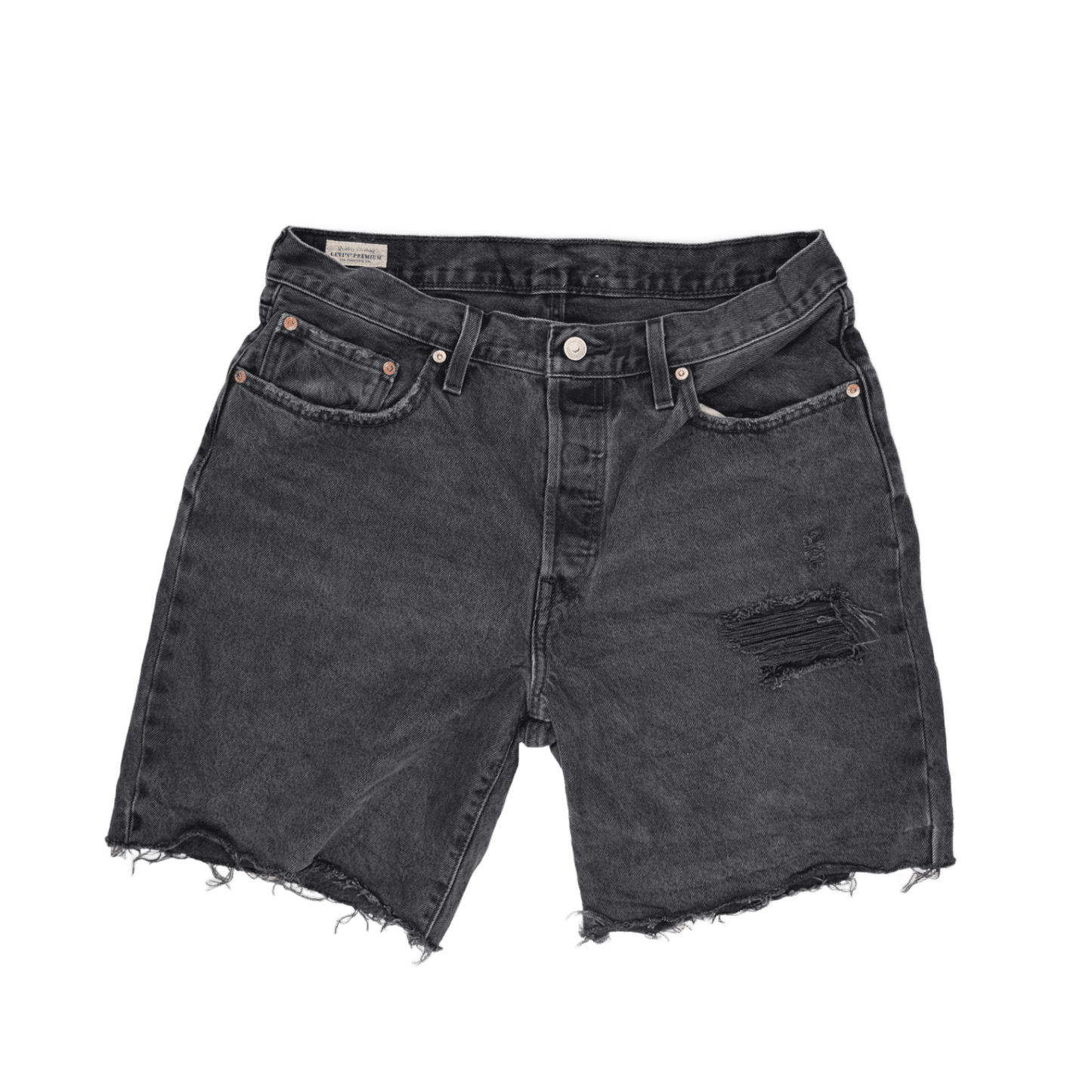 Levi's 501 Black Distressed Denim Shorts W30 100 Cotton Vintage Style