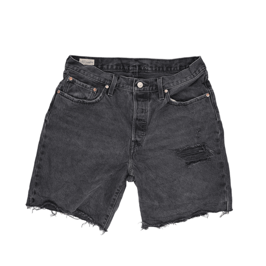 Levi's 501 Black Distressed Denim Shorts W30 100 Cotton Vintage Style
