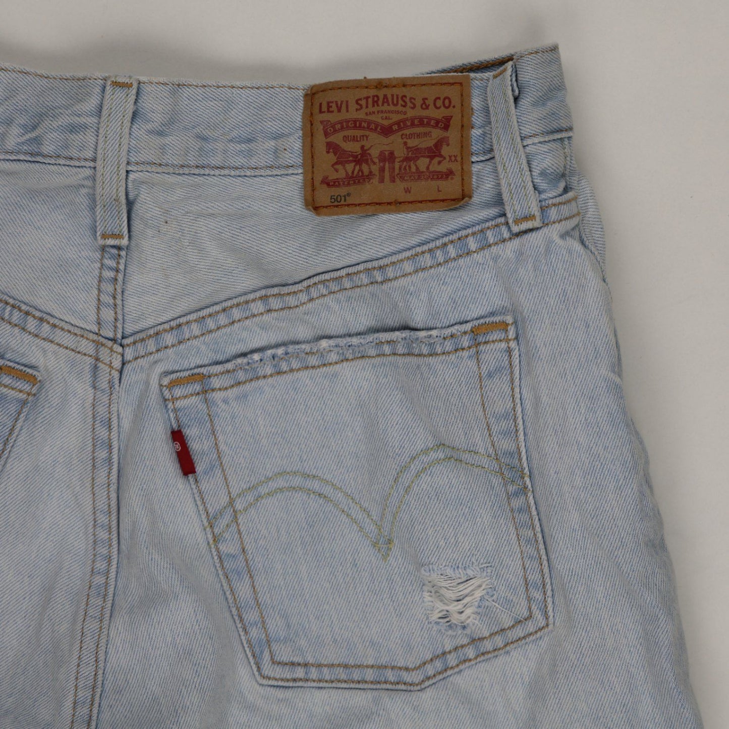 Levi's 501 Vintage Light Blue Denim Shorts Women's W30 100% Cotton 9 Inch Inseam